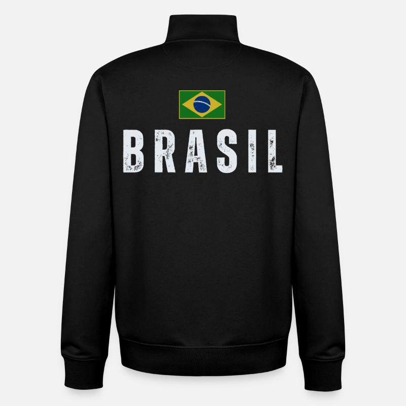 J'aime le Brésil, la fierté brésilienne - Sweat zippé unisexe en coton bio Stanley/Stella - noir