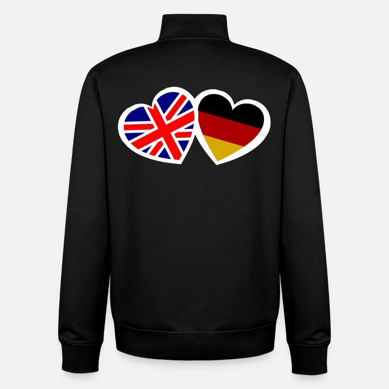 L’Angleterre et l’Allemagne aiment - Sweat zippé unisexe en coton bio Stanley/Stella - noir