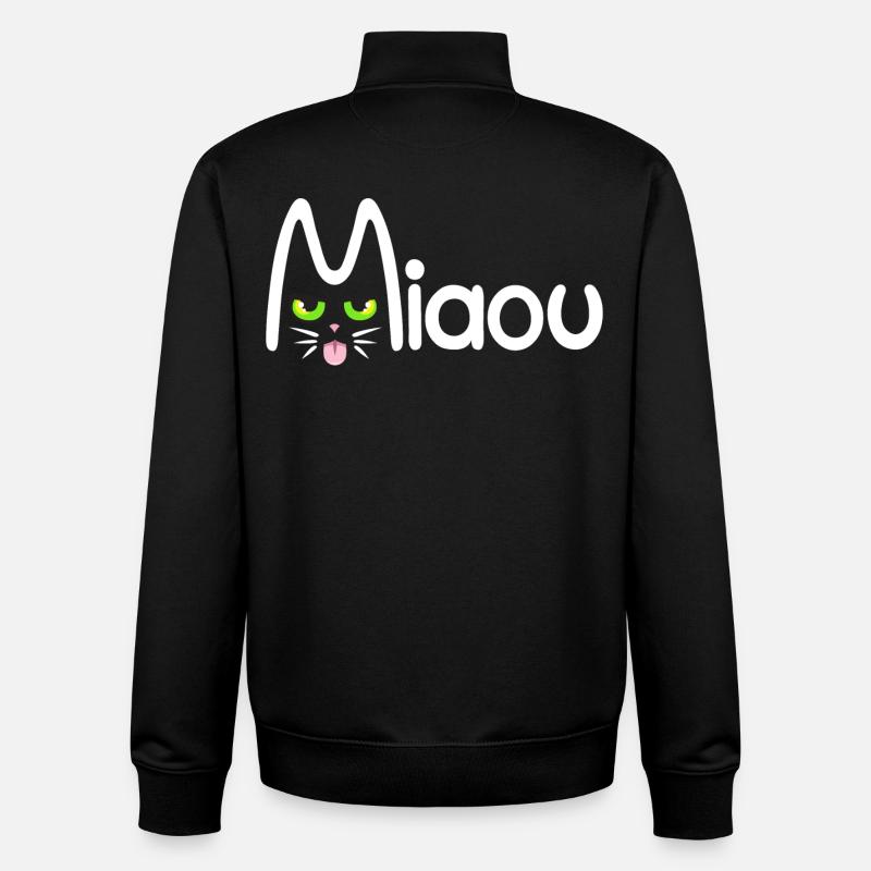 Miaou typographique - Sweat zippé unisexe en coton bio Stanley/Stella - noir