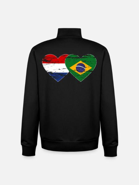 Hollande Brésil drapeau coeur utilisé - Sweat zippé unisexe en coton bio Stanley/Stella - noir