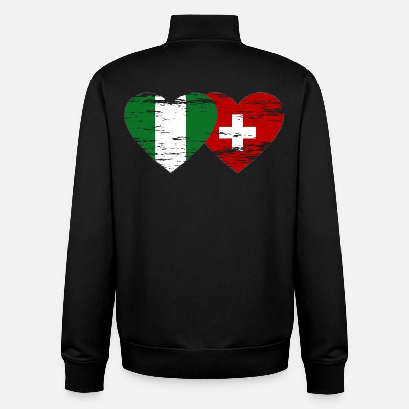 Nigeria Suisse Drapeau Coeur utilisé - Sweat zippé unisexe en coton bio Stanley/Stella - noir