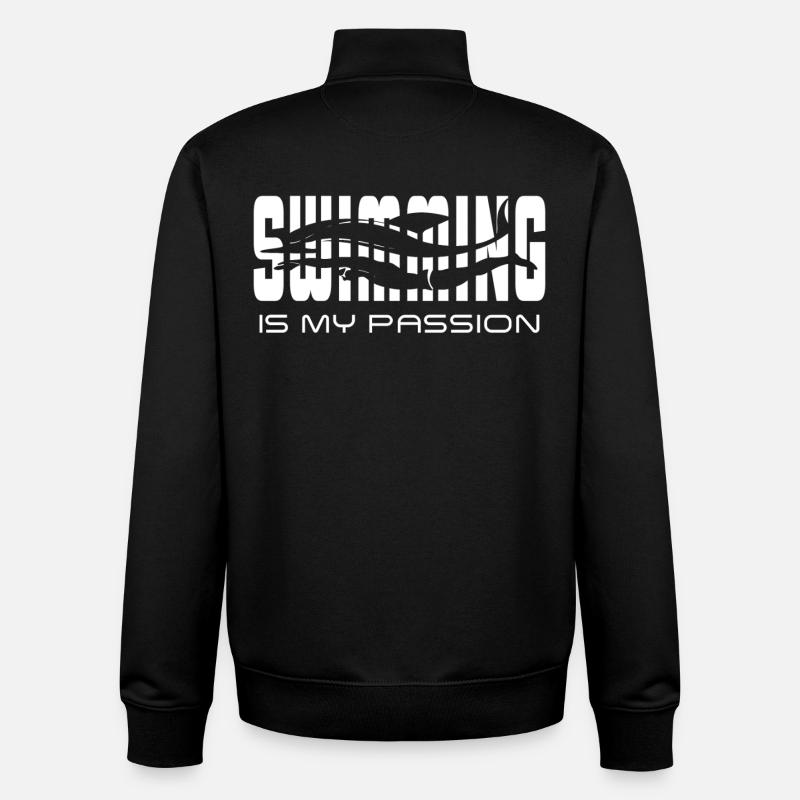 La natation est ma passion - Sweat zippé unisexe en coton bio Stanley/Stella - noir