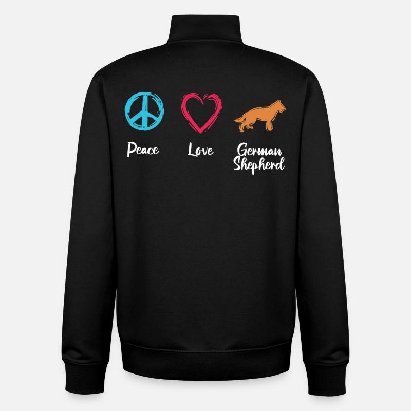 Peace Love Shepherd Dog - Unisex Organic Zip Sweatshirt by Stanley/Stella - black
