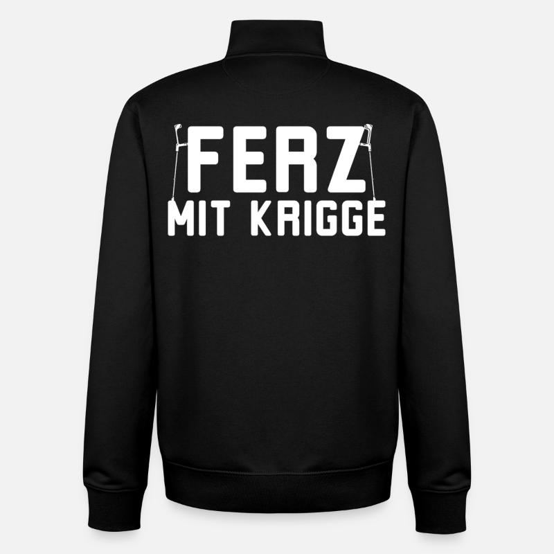 Ferz avec Krigge Dialecte hessois - Sweat zippé unisexe en coton bio Stanley/Stella - noir