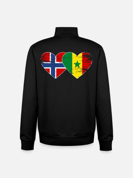 Norway Senegal Flag Heart - Unisex Organic Zip Sweatshirt by Stanley/Stella - black