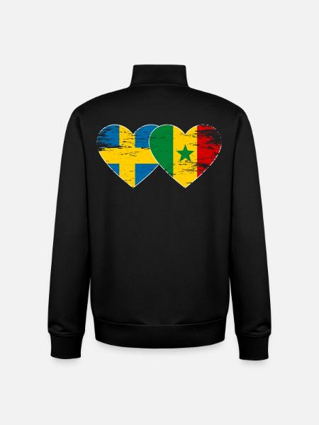 Sweden Senegal Flag Heart used - Unisex Organic Zip Sweatshirt by Stanley/Stella - black