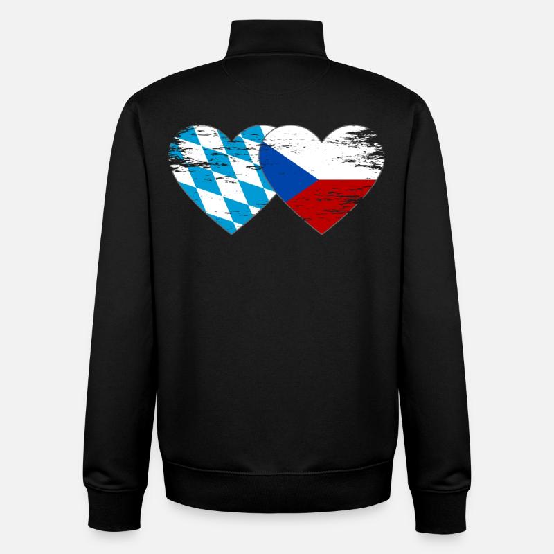 Bavière, République tchèque, drapeau coeur - Sweat zippé unisexe en coton bio Stanley/Stella - noir