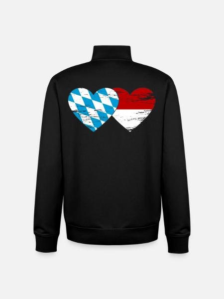 Bayern Monaco flag heart used - Unisex Organic Zip Sweatshirt by Stanley/Stella - black