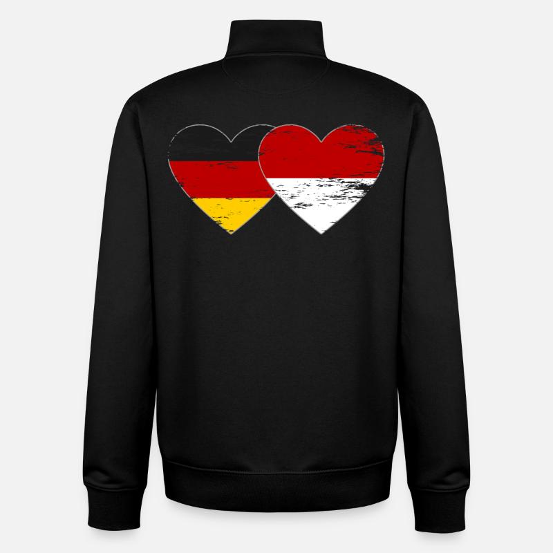 Deutschland Monaco Flagge Herz - Unisex Organic Zip Sweatshirt von Stanley/Stella - Schwarz