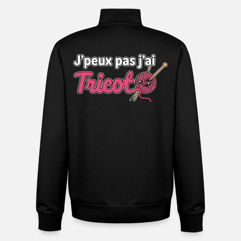 Jpeux pas j'ai Tricot - Sweat zippé unisexe en coton bio Stanley/Stella - noir