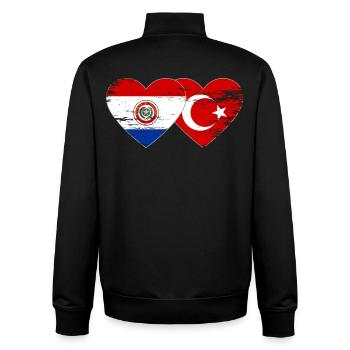 Paraguay Türkei Flagge Herz used - Unisex Organic Zip Sweatshirt von Stanley/Stella - Schwarz - Hinten - AI Model Male 185 light (185cm)