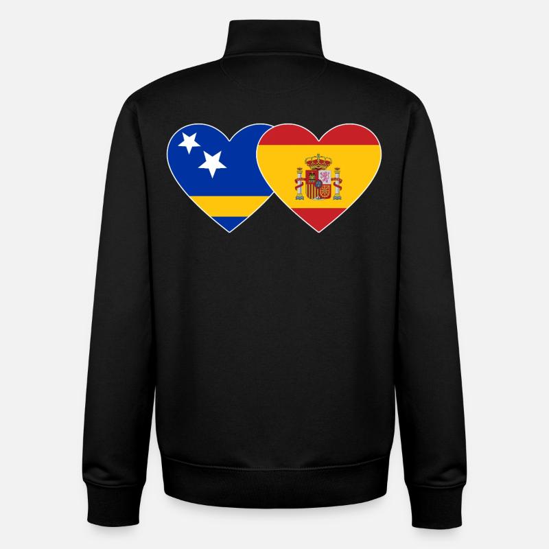 Curacao_Spanien_Flagge_Herz - Unisex Organic Zip Sweatshirt by Stanley/Stella - black