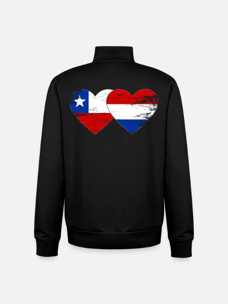 Chile_Holland_Flagge_Herz_used - Unisex Organic Zip Sweatshirt by Stanley/Stella - black