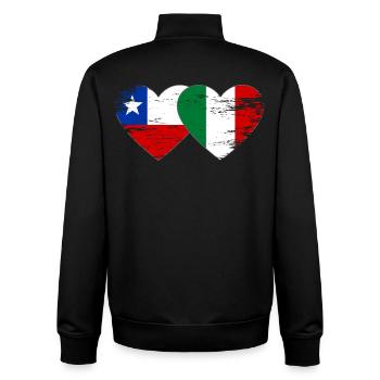 Chile Italien Flagge Herz used - Unisex Organic Zip Sweatshirt von Stanley/Stella - Schwarz - Hinten - AI Model Male 185 light (185cm)