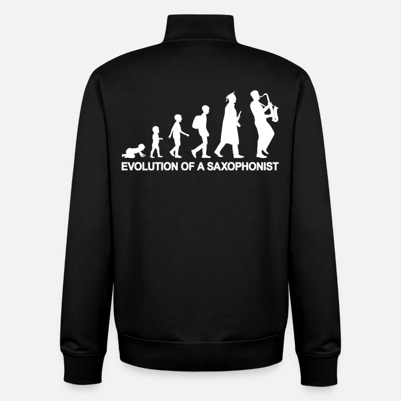 Évolution d’un saxophoniste - Sweat zippé unisexe en coton bio Stanley/Stella - noir