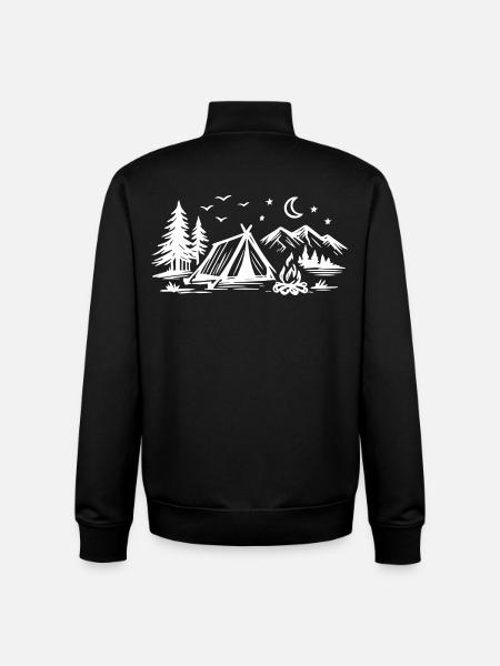 Camping Tent - Unisex Organic Zip Sweatshirt by Stanley/Stella - black