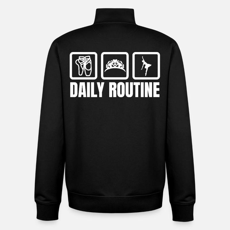 Routine quotidienne de la ballerine - Sweat zippé unisexe en coton bio Stanley/Stella - noir