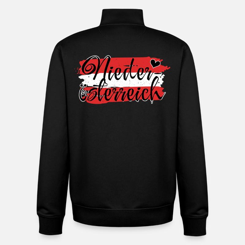 Flag Austria Lower Austria - Unisex Organic Zip Sweatshirt by Stanley/Stella - black