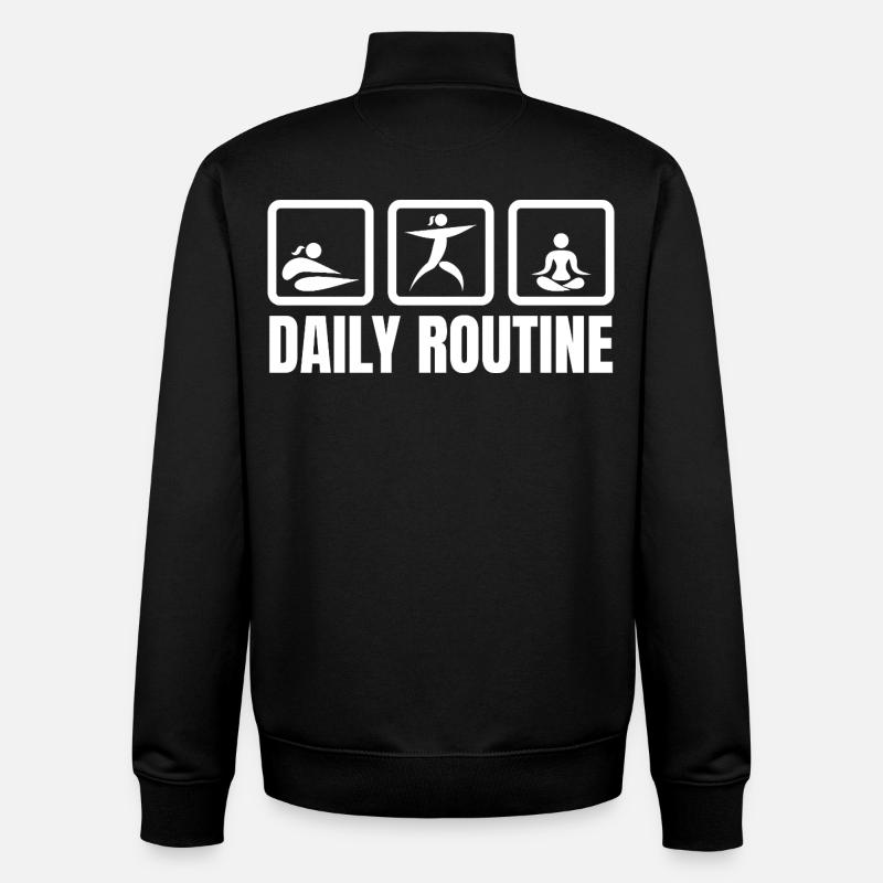 Routine quotidienne des amateurs de yoga - Sweat zippé unisexe en coton bio Stanley/Stella - noir
