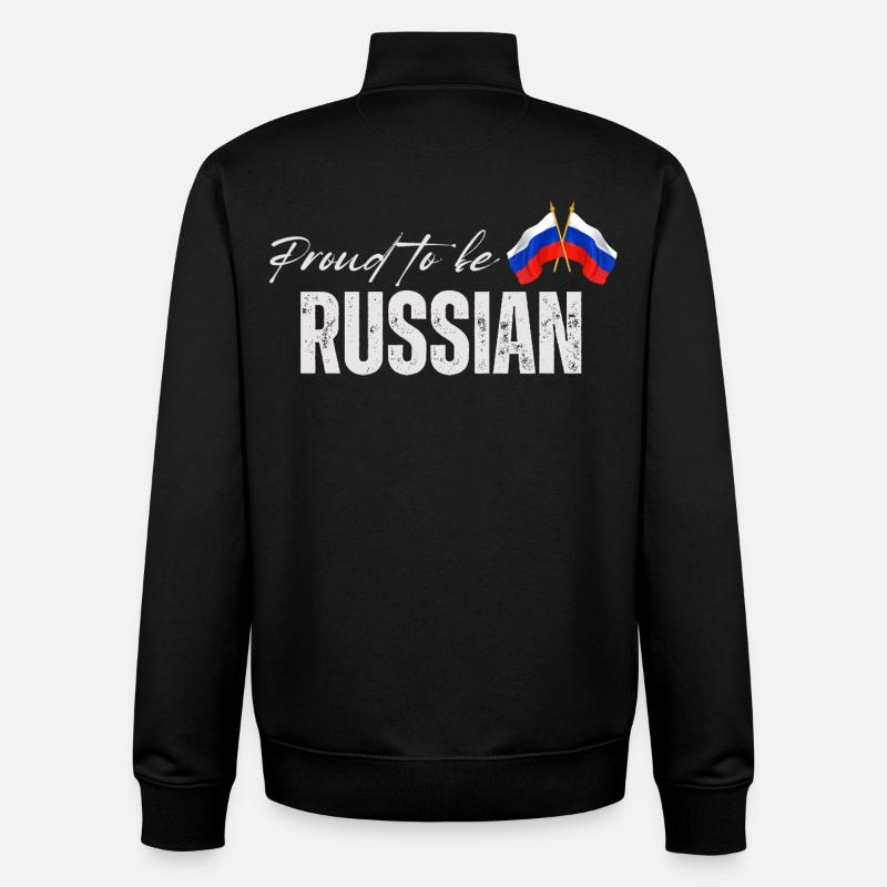Fierté russe, fabriquée en Russie - Sweat zippé unisexe en coton bio Stanley/Stella - noir