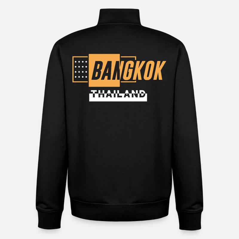 Chemise de voyage Bangkok Thaïlande - Sweat zippé unisexe en coton bio Stanley/Stella - noir