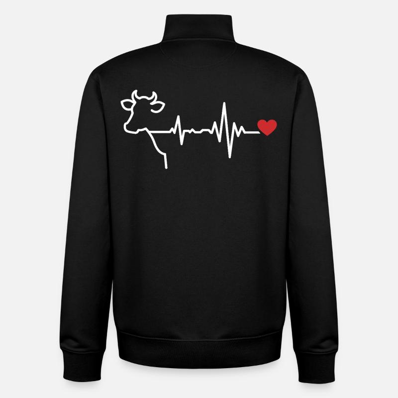 Kuh Herzschlag Linien-Design - Unisex Organic Zip Sweatshirt von Stanley/Stella - Schwarz