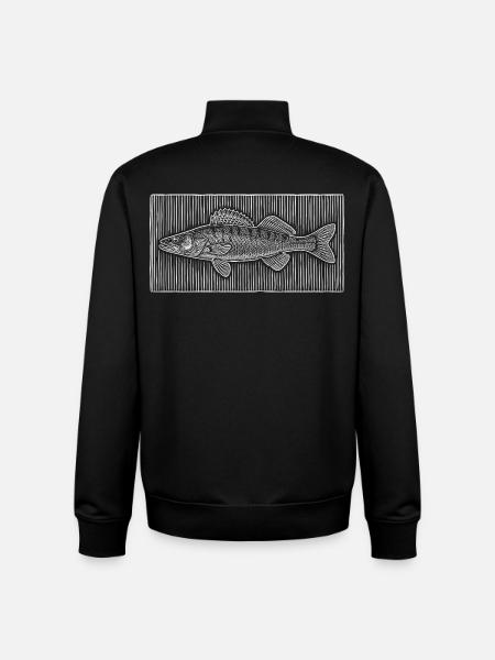 Line-Art – Edles Angler & Fischer Design - Unisex Organic Zip Sweatshirt von Stanley/Stella - Schwarz