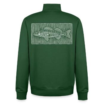 Traits – Noble Angler & Fischer Design - Sweat zippé unisexe en coton bio Stanley/Stella - vert bouteille - Dos - AI Model Male 185 dark (185cm)