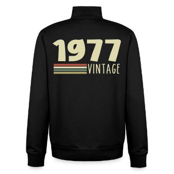 1977-Jubiläum-1977-Retro-1977 - Unisex Organic Zip Sweatshirt von Stanley/Stella - Schwarz - Hinten - AI Model Male 185 light (185cm)