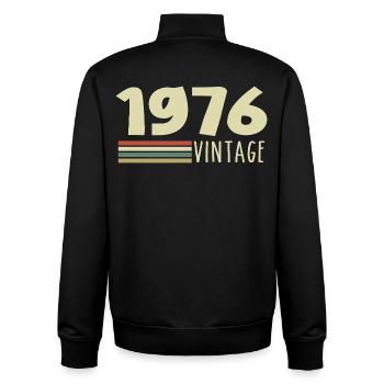 1976-Anniversary-1976-retro-1976 - Unisex Organic Zip Sweatshirt by Stanley/Stella - black - Back - AI Model Male 185 light (185cm)