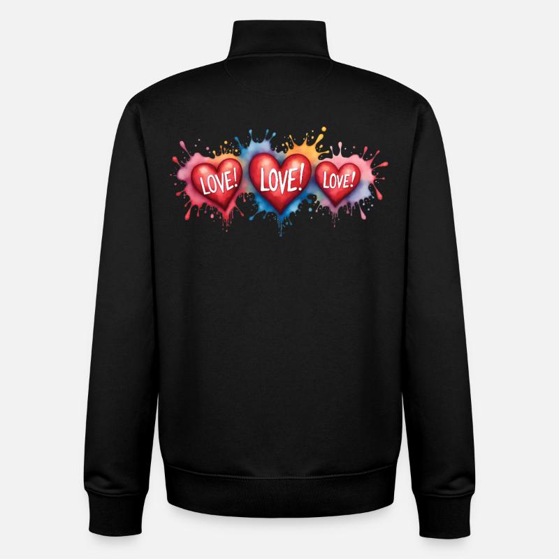Liebestext Herzenform-Gemälde Druck - Unisex Organic Zip Sweatshirt von Stanley/Stella - Schwarz