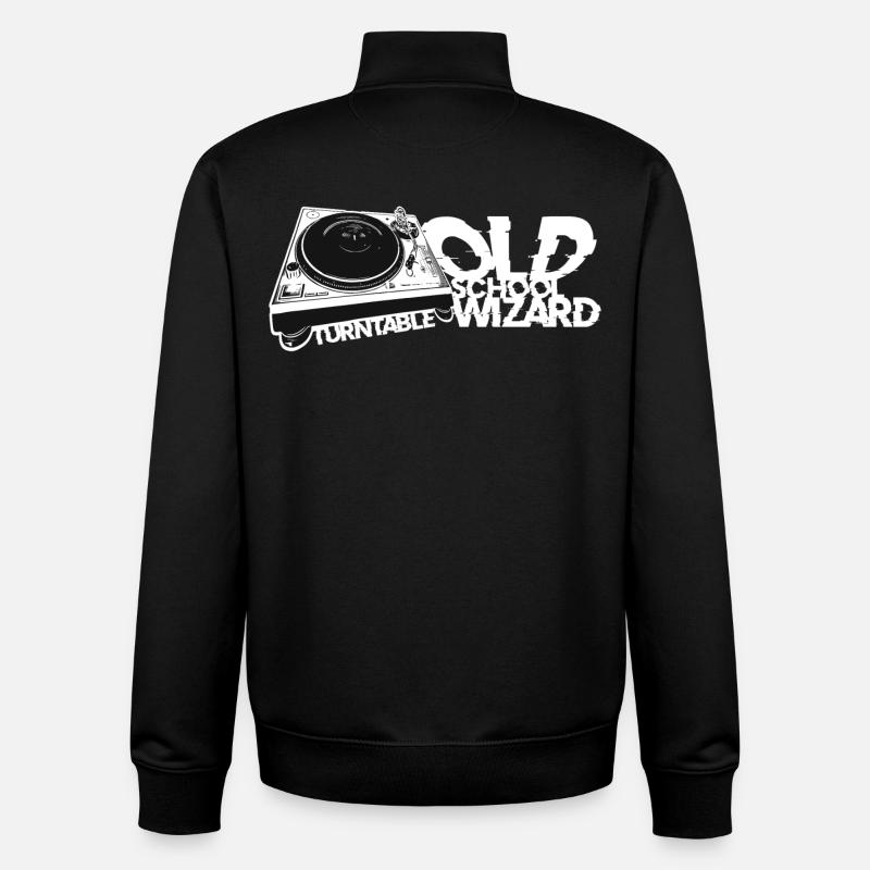 Platine DJ Old School Wizard - Sweat zippé unisexe en coton bio Stanley/Stella - noir