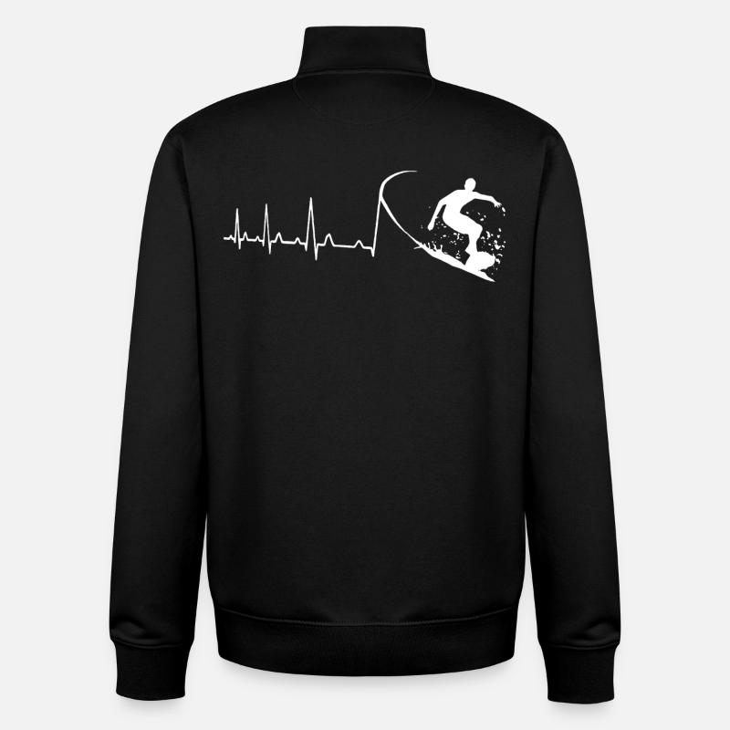 Surfer Herzschlag - Unisex Organic Zip Sweatshirt von Stanley/Stella - Schwarz