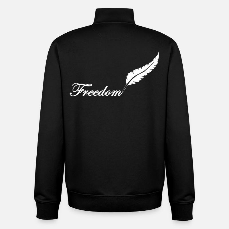 Plume blanche et liberté - Sweat zippé unisexe en coton bio Stanley/Stella - noir