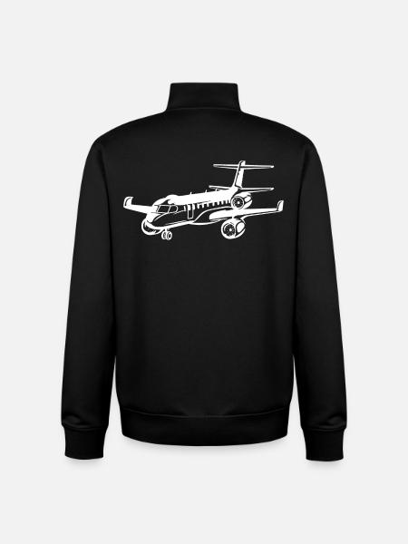 Airplane Drawing - Unisex Organic Zip Sweatshirt by Stanley/Stella - black