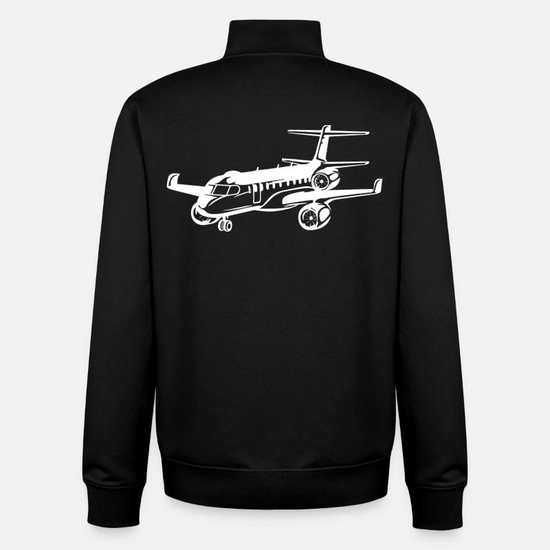 Dessin d’avion - Sweat zippé unisexe en coton bio Stanley/Stella - noir