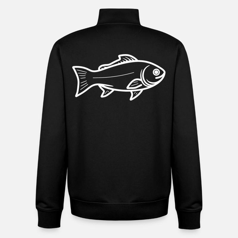 Fish Drawing - Unisex Organic Zip Sweatshirt by Stanley/Stella - black