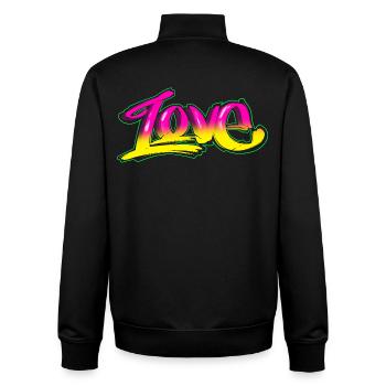 Love Graffiti Neon – Cyberpunk Streetwear Design - Unisex Organic Zip Sweatshirt von Stanley/Stella - Schwarz - Hinten - AI Model Male 185 light (185cm)