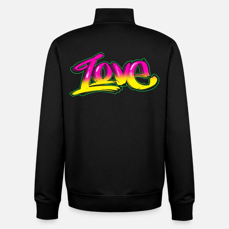 Graffiti Love - design streetstyle - Sweat zippé unisexe en coton bio Stanley/Stella - noir