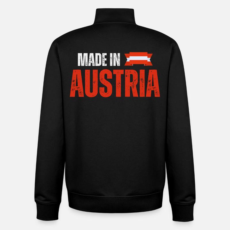Fabriqué en Autriche, fierté autrichienne - Sweat zippé unisexe en coton bio Stanley/Stella - noir