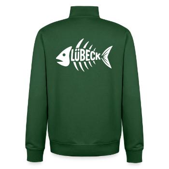 Lübecker Fischgrät - Unisex Organic Zip Sweatshirt von Stanley/Stella - Flaschengrün - Hinten - AI Model Male 185 dark (185cm)