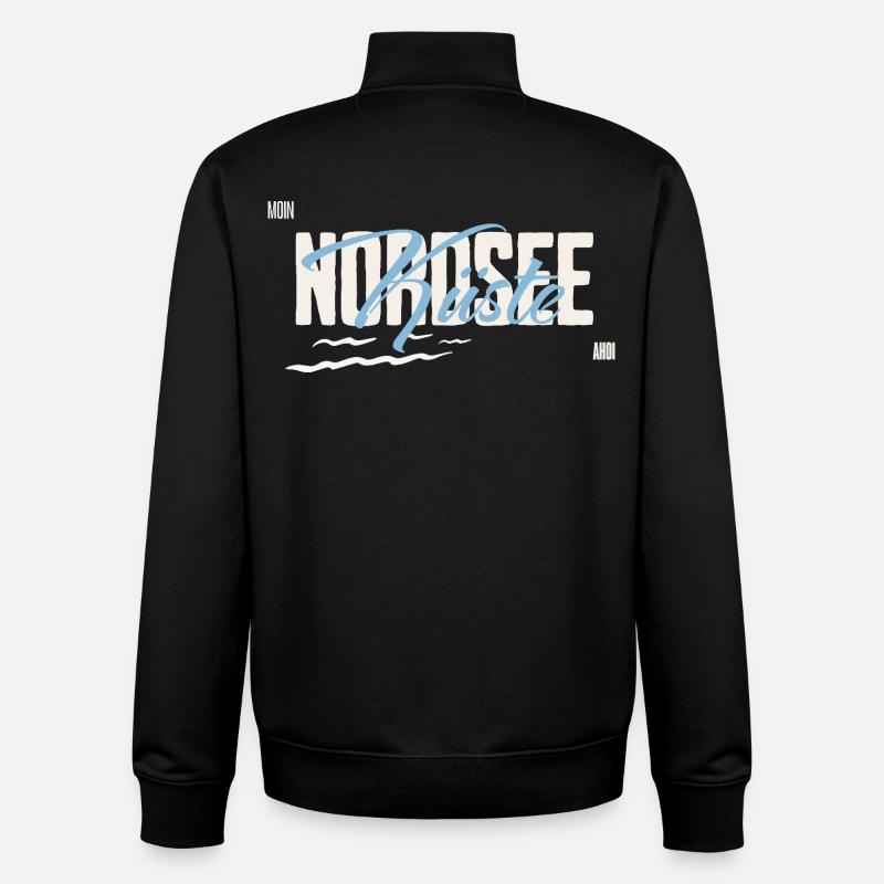 Mer du Nord - Côte - Sweat zippé unisexe en coton bio Stanley/Stella - noir