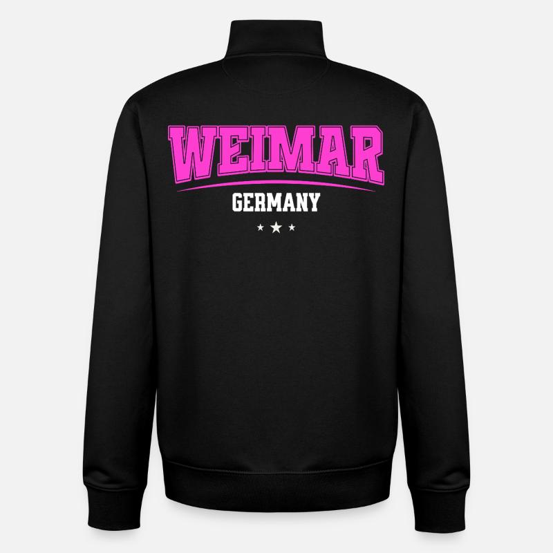 Logo rétro rose de Weimar, Allemagne - Sweat zippé unisexe en coton bio Stanley/Stella - noir