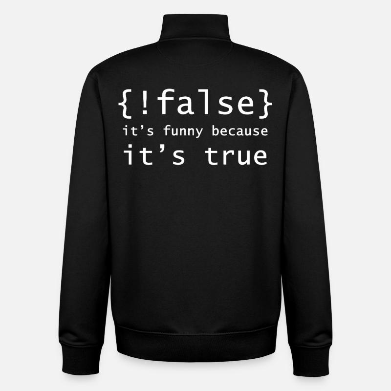 Boolean Pun: It's True - Unisex Organic Zip Sweatshirt by Stanley/Stella - black