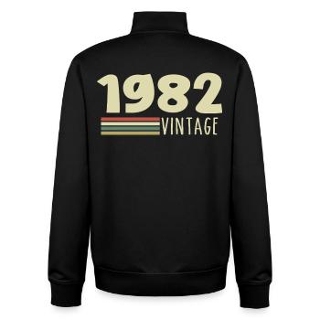1982-Anniversary-1982-retro-1982 - Unisex Organic Zip Sweatshirt by Stanley/Stella - black - Back - AI Model Male 185 light (185cm)