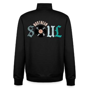 Northern Soul Music Vinyl - Unisex Organic Zip Sweatshirt von Stanley/Stella - Schwarz - Hinten - AI Model Male 185 light (185cm)