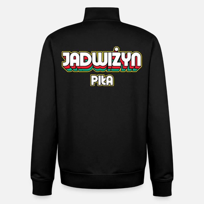 Jadwiżyn Piła. Retro District Name - Unisex Organic Zip Sweatshirt by Stanley/Stella - black