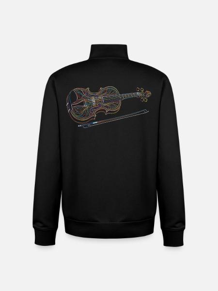 Violin Music Instrument Drawing Art Print - Unisex Organic Zip Sweatshirt by Stanley/Stella - black