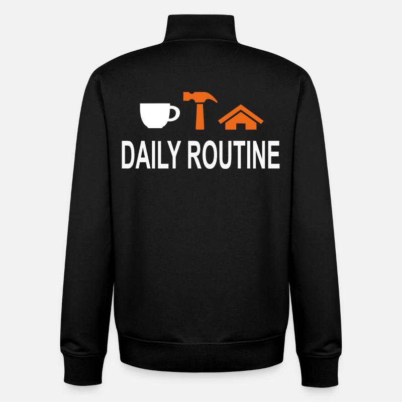 Routine quotidienne, routine quotidienne, le travail peut attendre - Sweat zippé unisexe en coton bio Stanley/Stella - noir