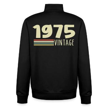 1975-Anniversary-1975-retro-1975 - Unisex Organic Zip Sweatshirt by Stanley/Stella - black - Back - AI Model Male 185 light (185cm)